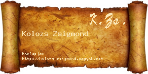 Kolozs Zsigmond névjegykártya